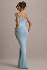 Lita | Powder Blue Twisted Asymmetric Maxi Dress