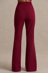 Carina | Burgundy Flared-Leg Tailored Trousers