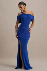 Nala | Blue Asymmetric Maxi Dress With Split