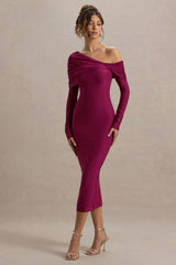 Cleo | Burgundy Bodycon Midi Dress