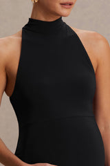 Kaia | Black Halter-Neck Maternity Dress