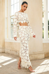Kingston | Cream Lace Maxi Skirt