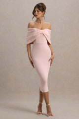 Bayshore | Pink Bow Bardot Midi Dress