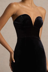 Yolanda | Black Velvet Sweetheart-Neck Maxi Dress