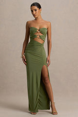 Laviza | Olive Strapless Cut-Out Wrap Maxi Dress