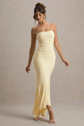 Capria | Pale Lemon Bandeau Wrap Maxi Dress
