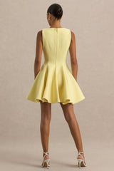Gabrielle | Lemon Boat-Neck Skater Mini Dress