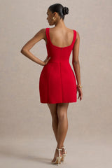 Corey | Red Sweetheart Mini Dress With Bow Details