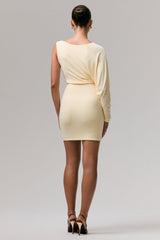 Delia | Pale Lemon One-Sleeve Mini Dress