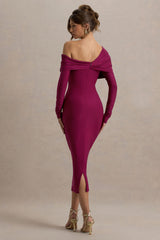 Cleo | Burgundy Bodycon Midi Dress