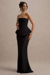 Ohio | Black Strapless Corset Maxi Dress