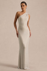 Deity | Silver Hotfix Asymmetric-Neck Maxi Dress With Open-Back