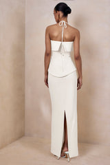 Fran | White Square-Neck Corset Maxi Dress