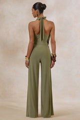 Clemence | Green Plunge-Neck Jumpsuit