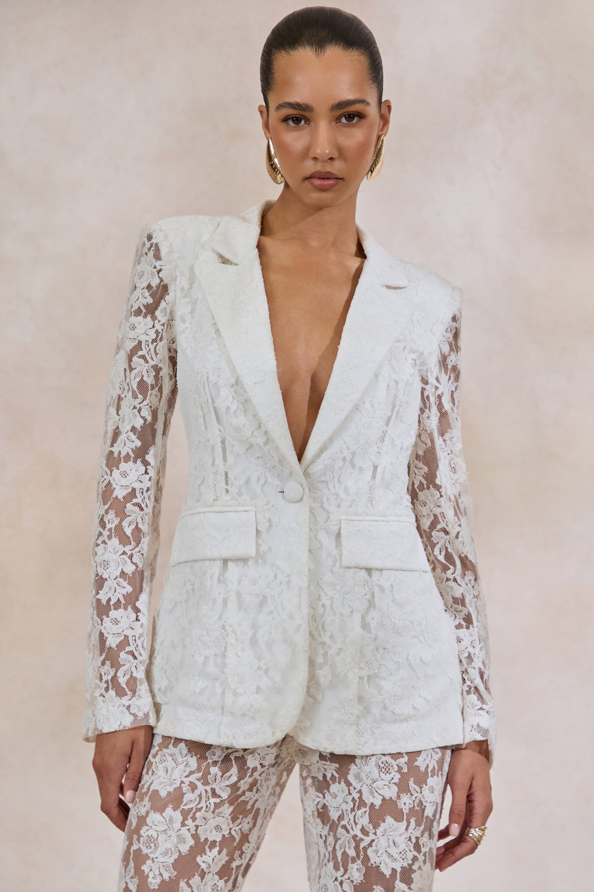 Vergia | White Lace Tailored-Blazer