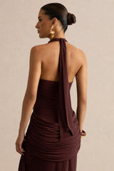 Kavya | Dark Brown Extreme Plunge Neck Thong Bodysuit