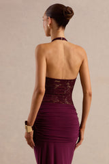 Nerise | Burgundy Lace Plunge-Neck Bodysuit