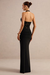 Florine | Black Twisted Waist Maxi Skirt