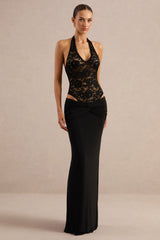 Florine | Black Twisted Waist Maxi Skirt