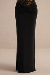 Florine | Black Twisted Waist Maxi Skirt