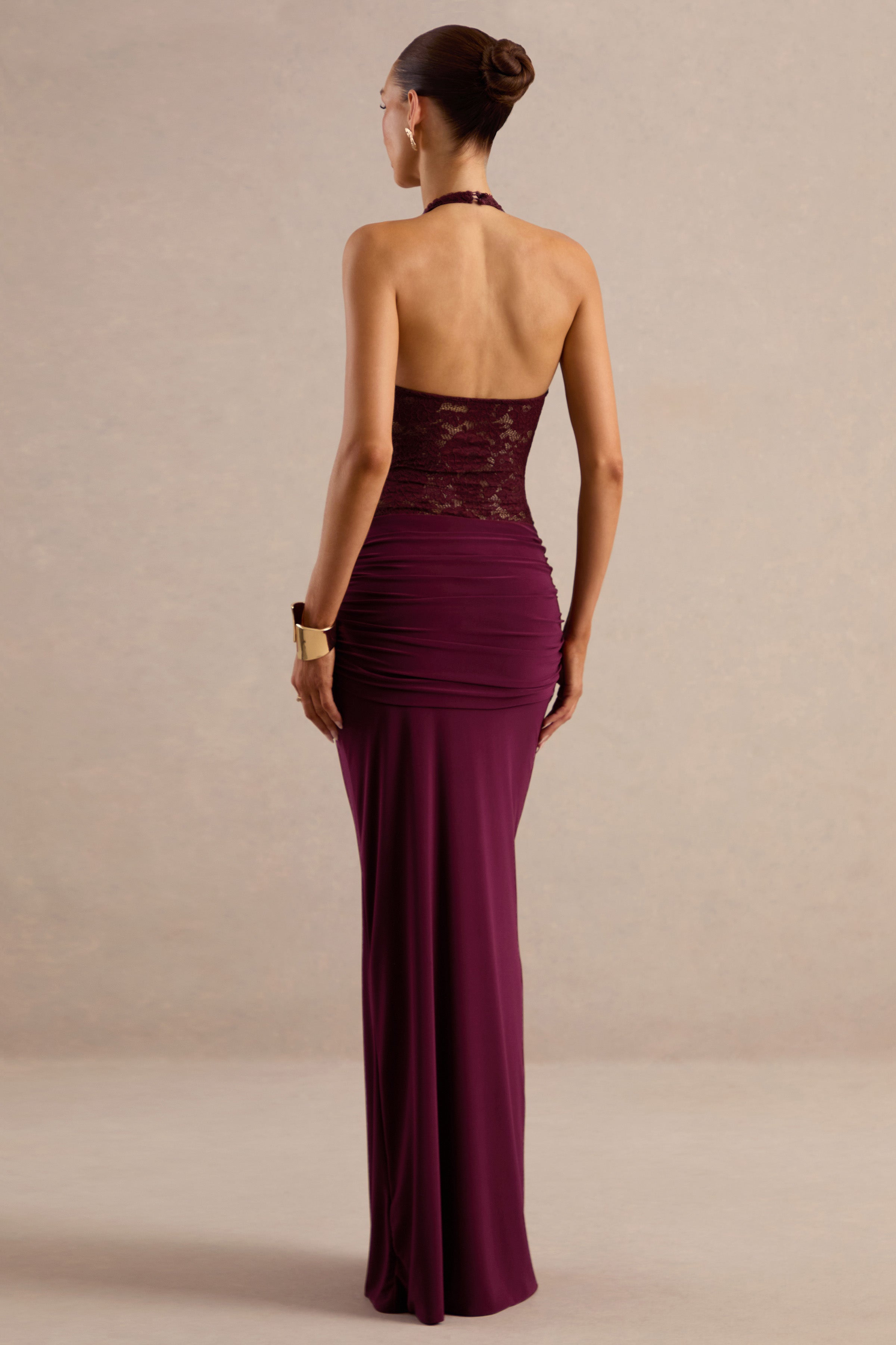 Florine | Burgundy Twisted Waist Maxi Skirt