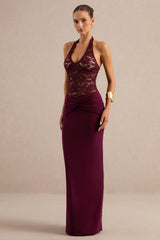 Florine | Burgundy Twisted Waist Maxi Skirt