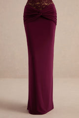 Florine | Burgundy Twisted Waist Maxi Skirt
