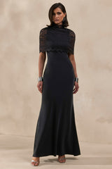 Caliro | Black Lace High-Neck Short Cape