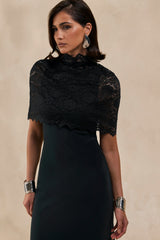 Caliro | Black Lace High-Neck Short Cape