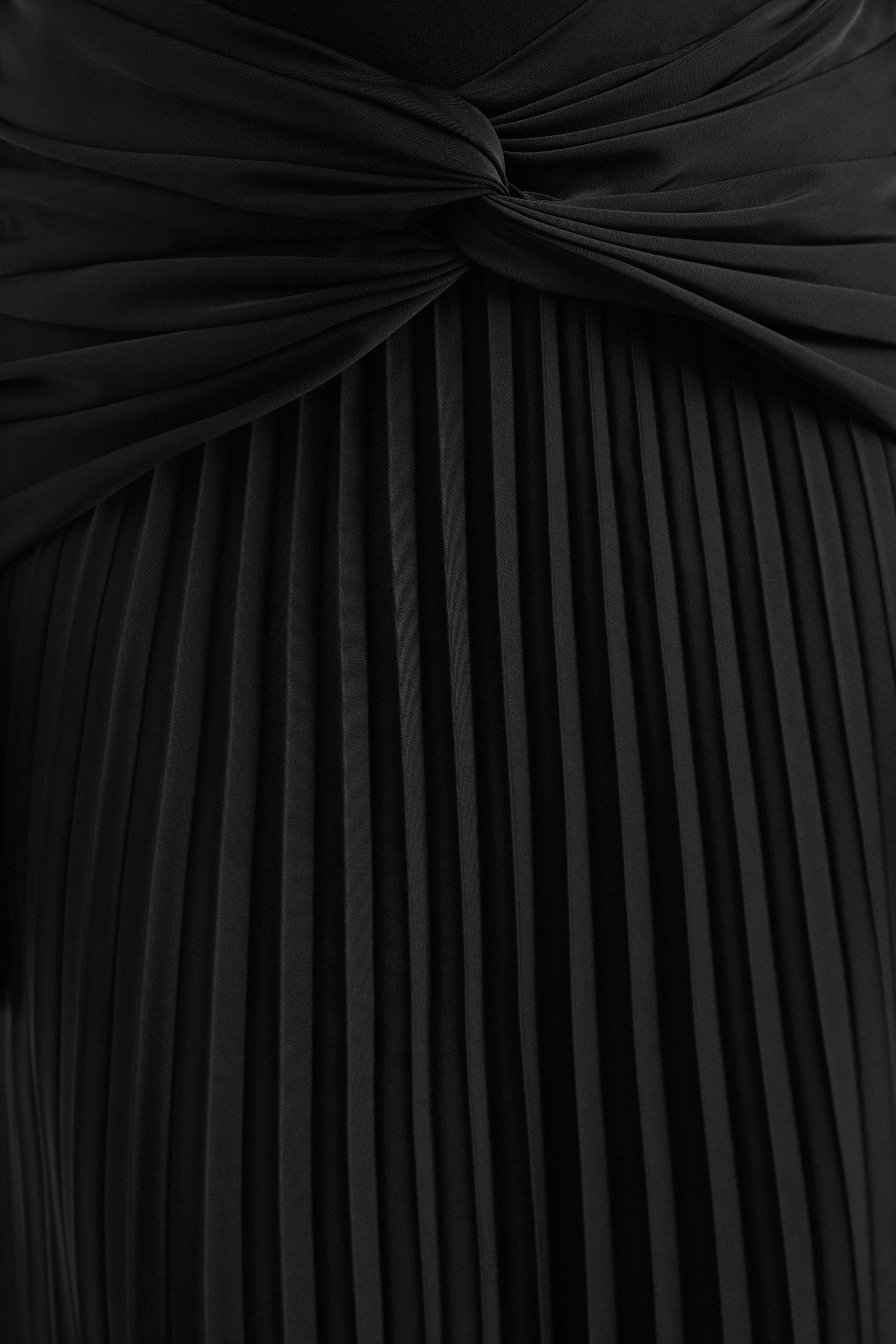 Galisse | Black Satin Maxi-Skirt With Gathered-Detailing