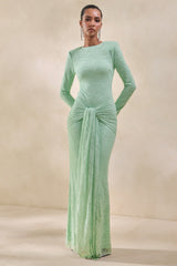Neriva | Mint Lace Maxi Skirt With Gathered Detailing And Sash
