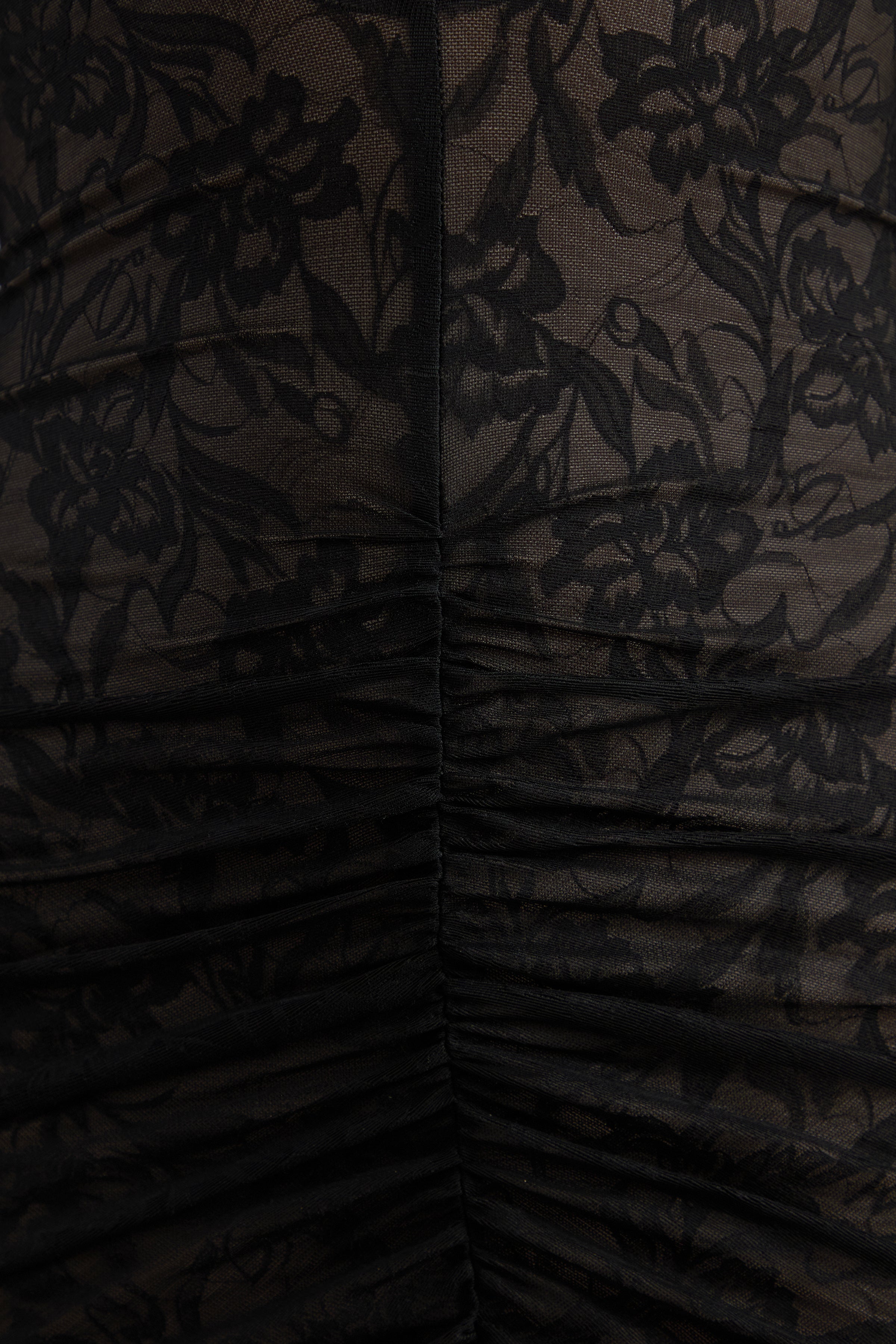Perriane | Black Lace Halter-Neck Maxi Dress With Cut-Out Details