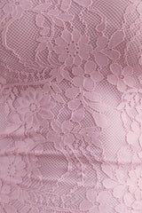 Enestra | Pink High-Neck Lace Maxi-Dress With Draped-Skirt