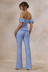 Tessara | Powder Blue Lace Tailored-Trouser