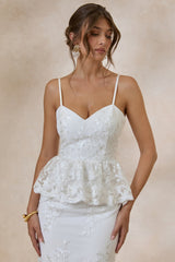 Revia | White Lace Sweetheart-Neck Top