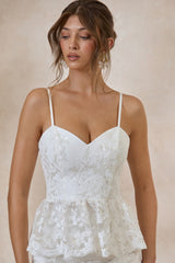 Revia | White Lace Sweetheart-Neck Top