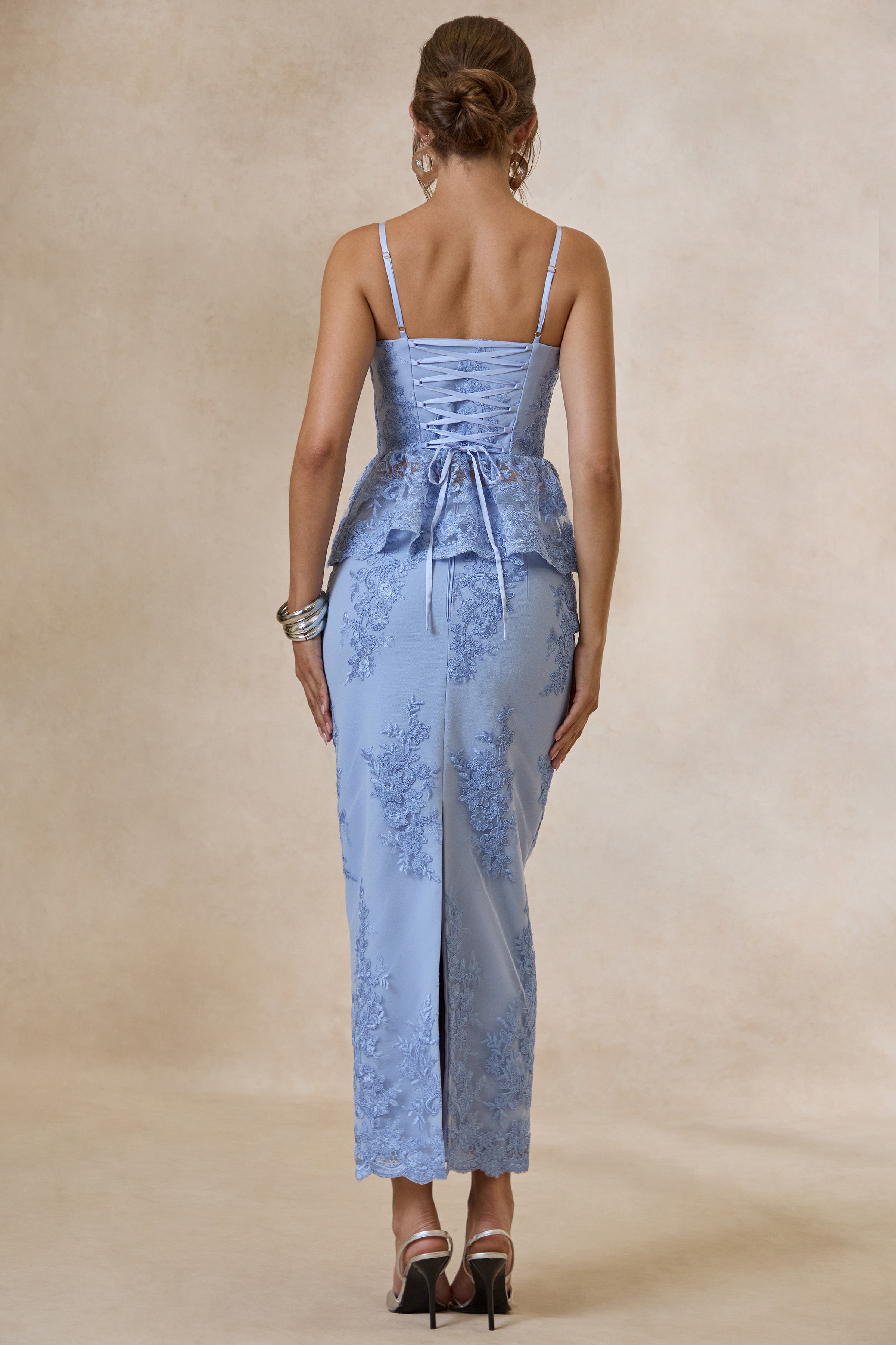 Revia | Light Blue Lace Maxi Skirt