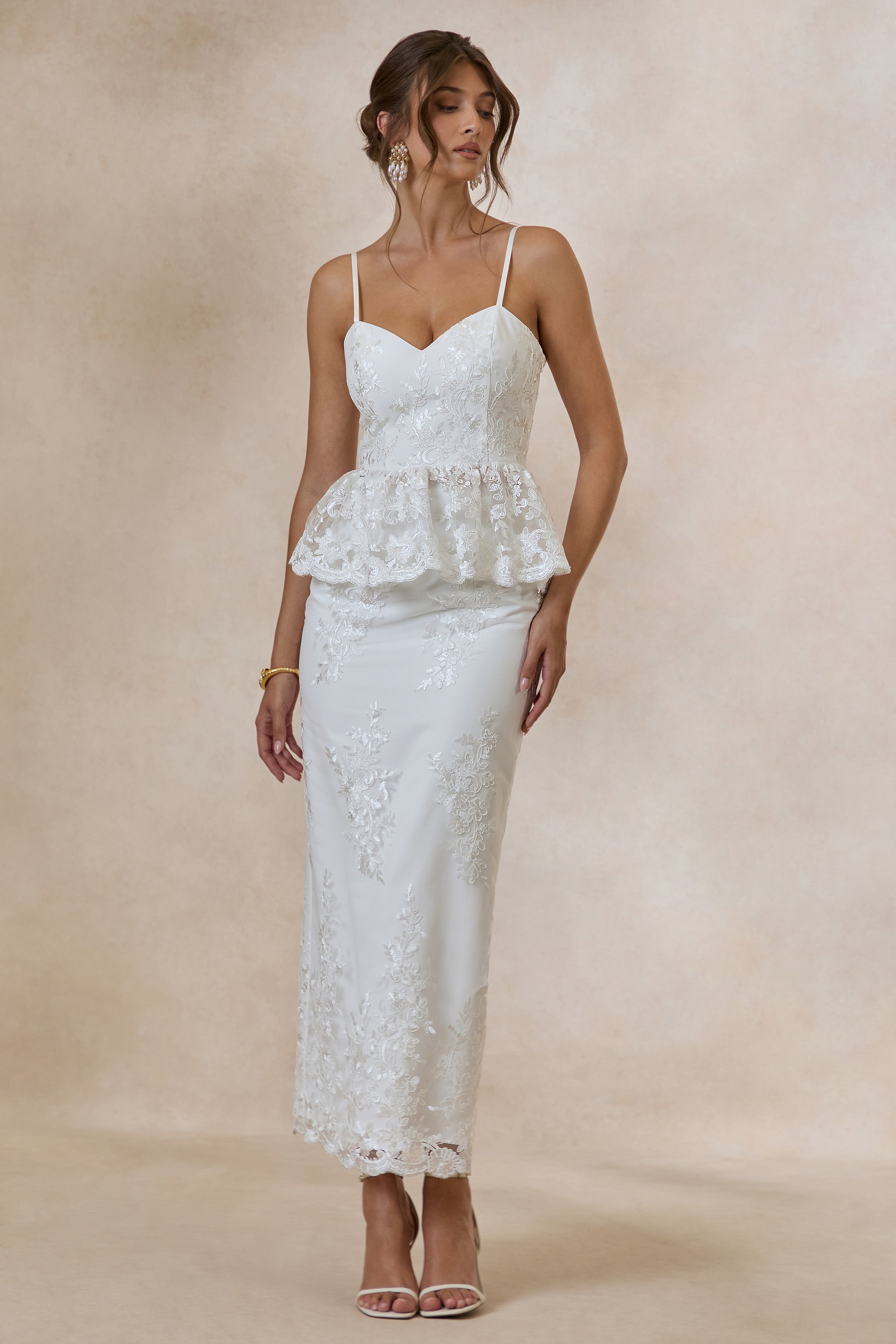 Revia | White Lace Maxi Skirt