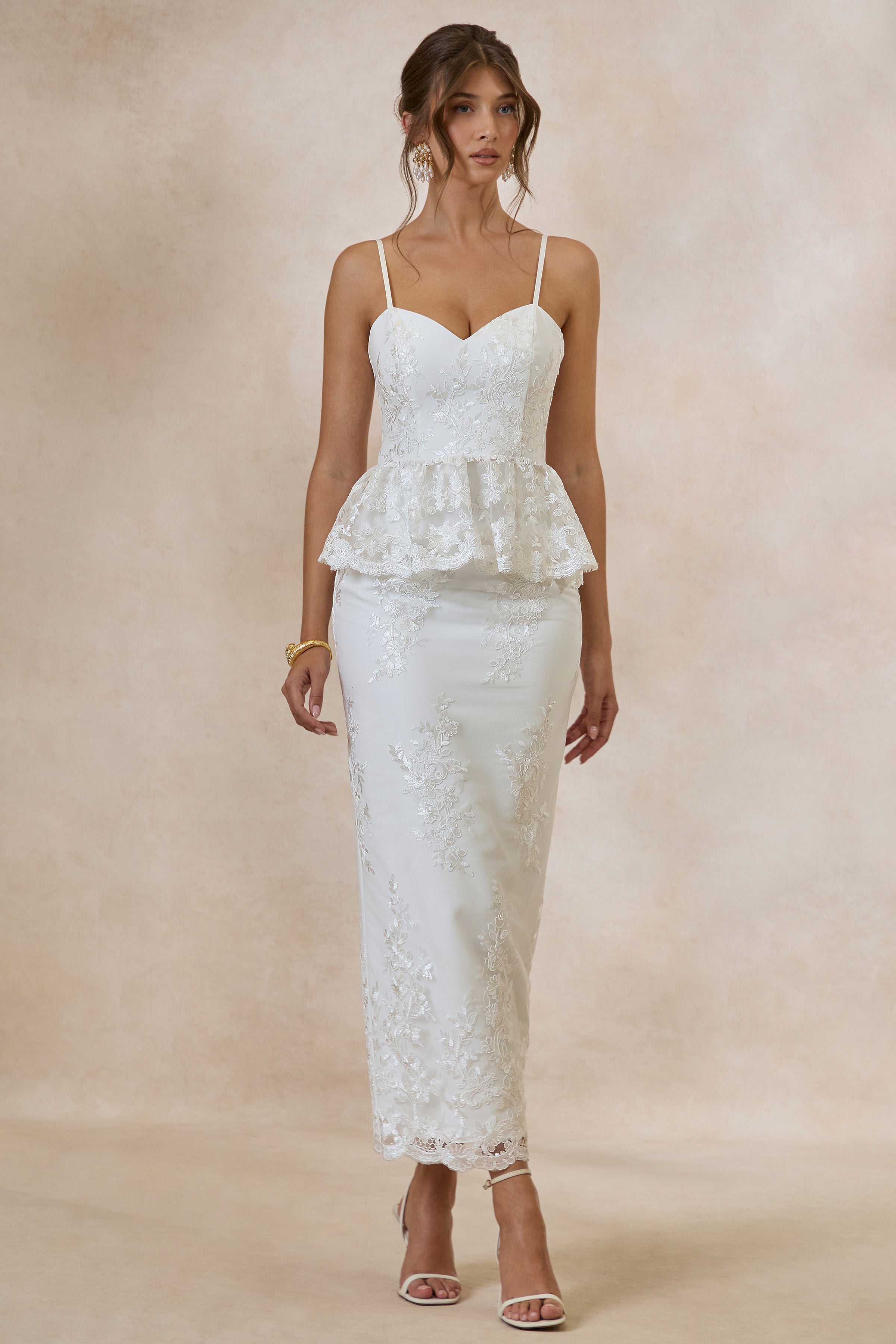 Revia | White Lace Maxi Skirt
