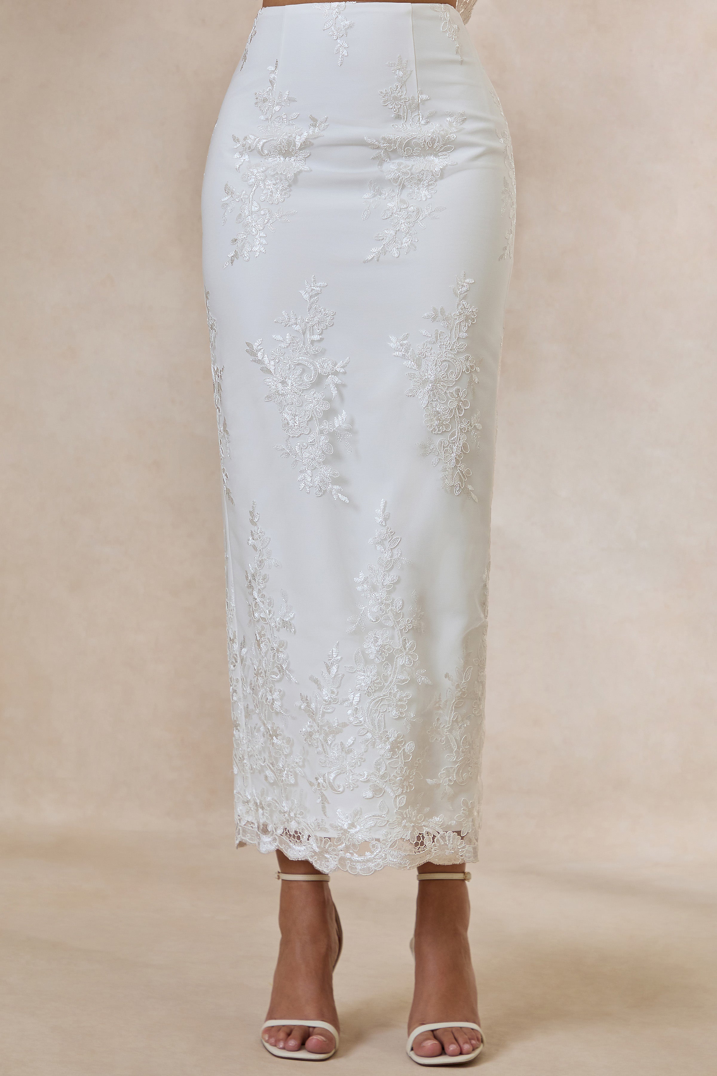 Revia | White Lace Maxi Skirt
