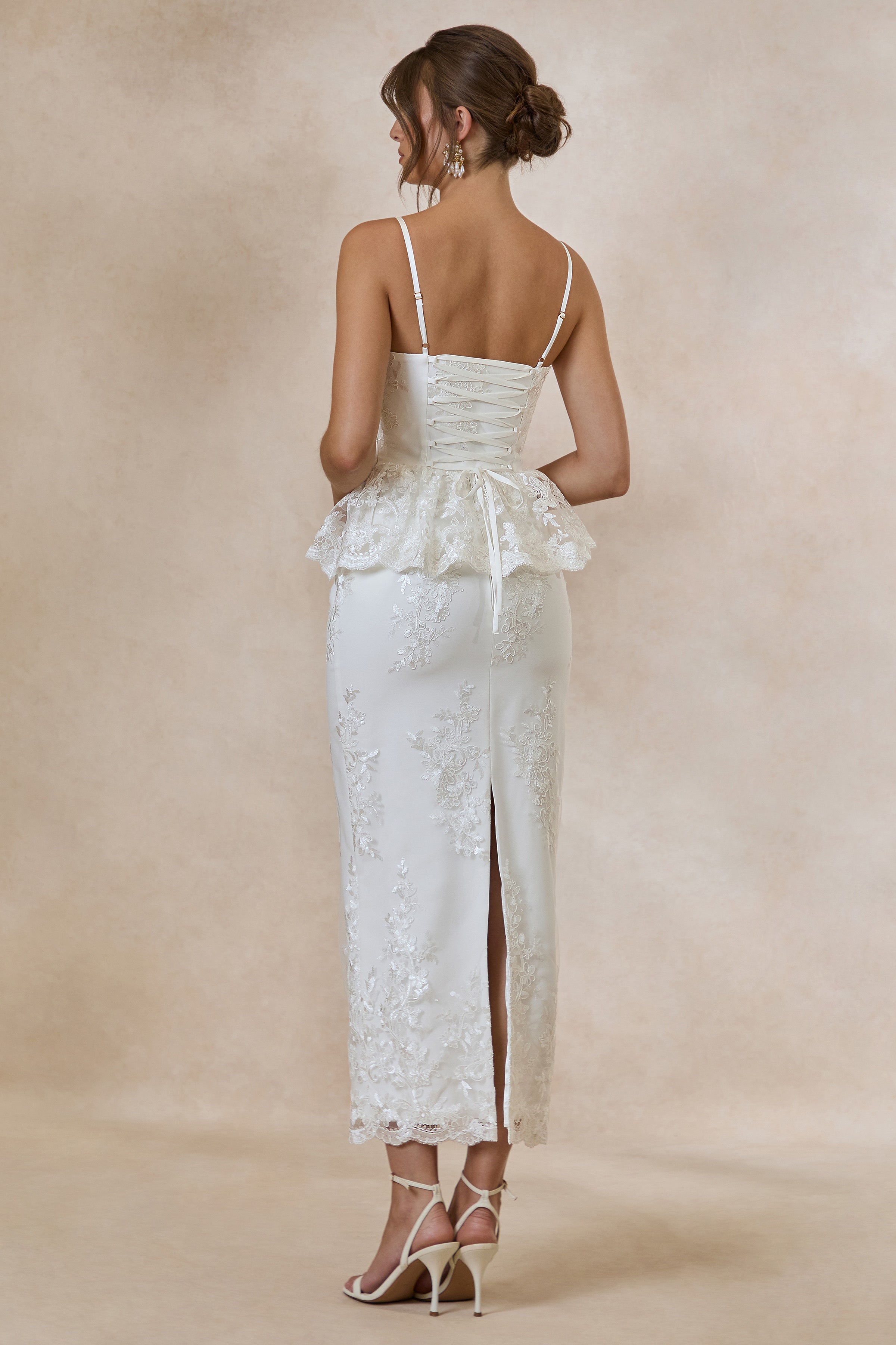 Revia | White Lace Maxi Skirt