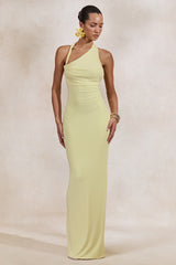 Delisse | Lemon Asymmetric-Neck Maxi Dress