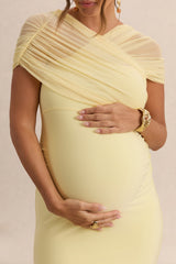 Elin | Lemon Bardot-Neck Maternity Maxi Dress