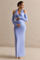 Melisandre | Light Blue Halter-Neck Maternity Maxi Dress