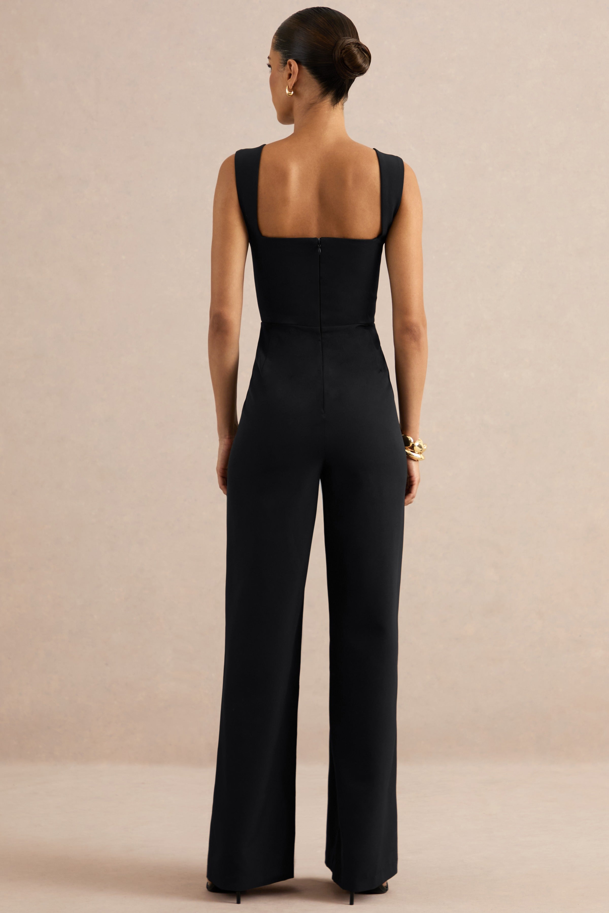 Jorja | Black Sweetheart-Neck Jumpsuit