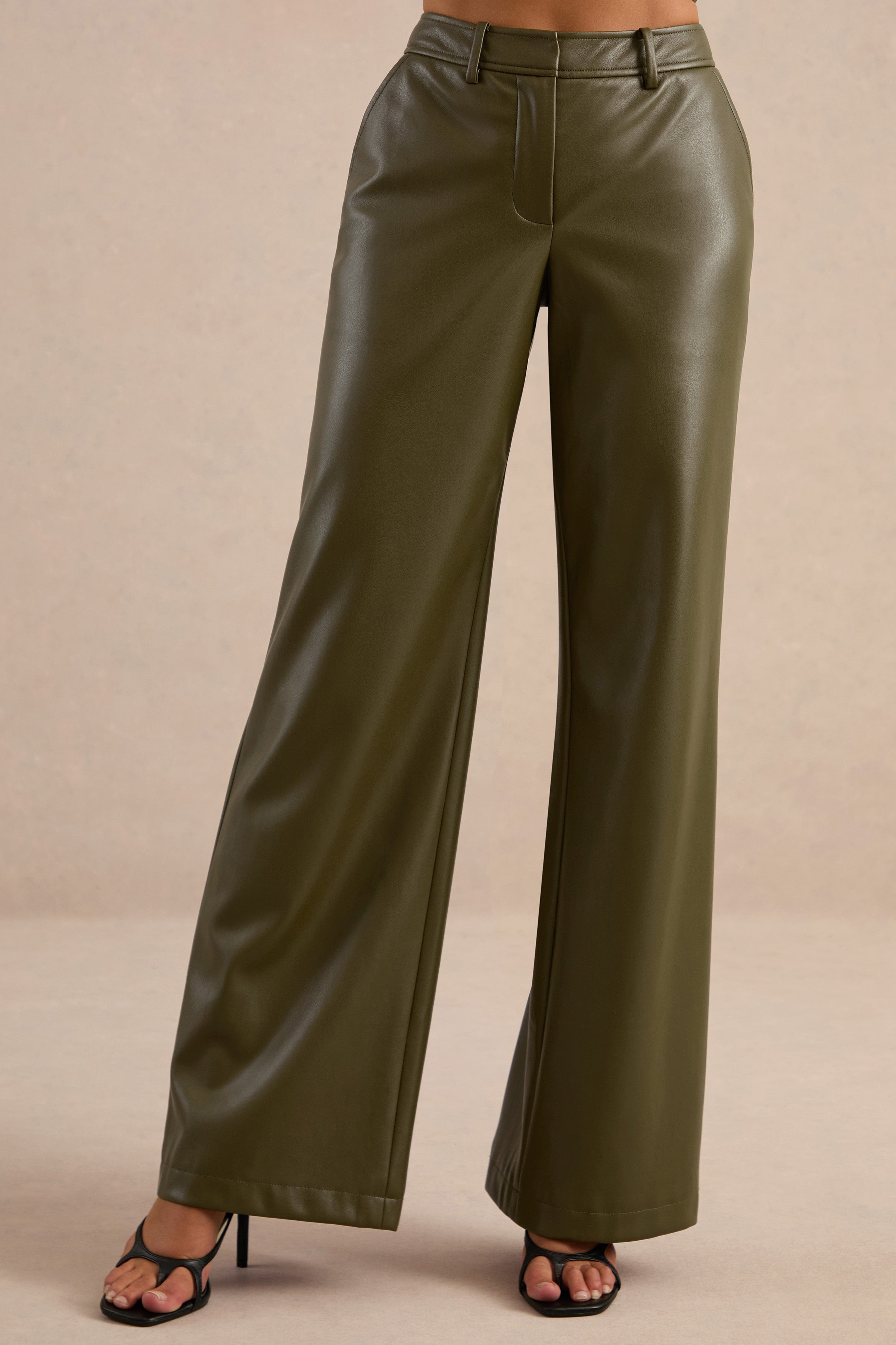 Gaelina | Khaki Straight-Leg Trousers