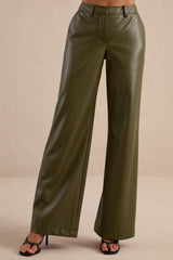 Gaelina | Khaki Straight-Leg Trousers