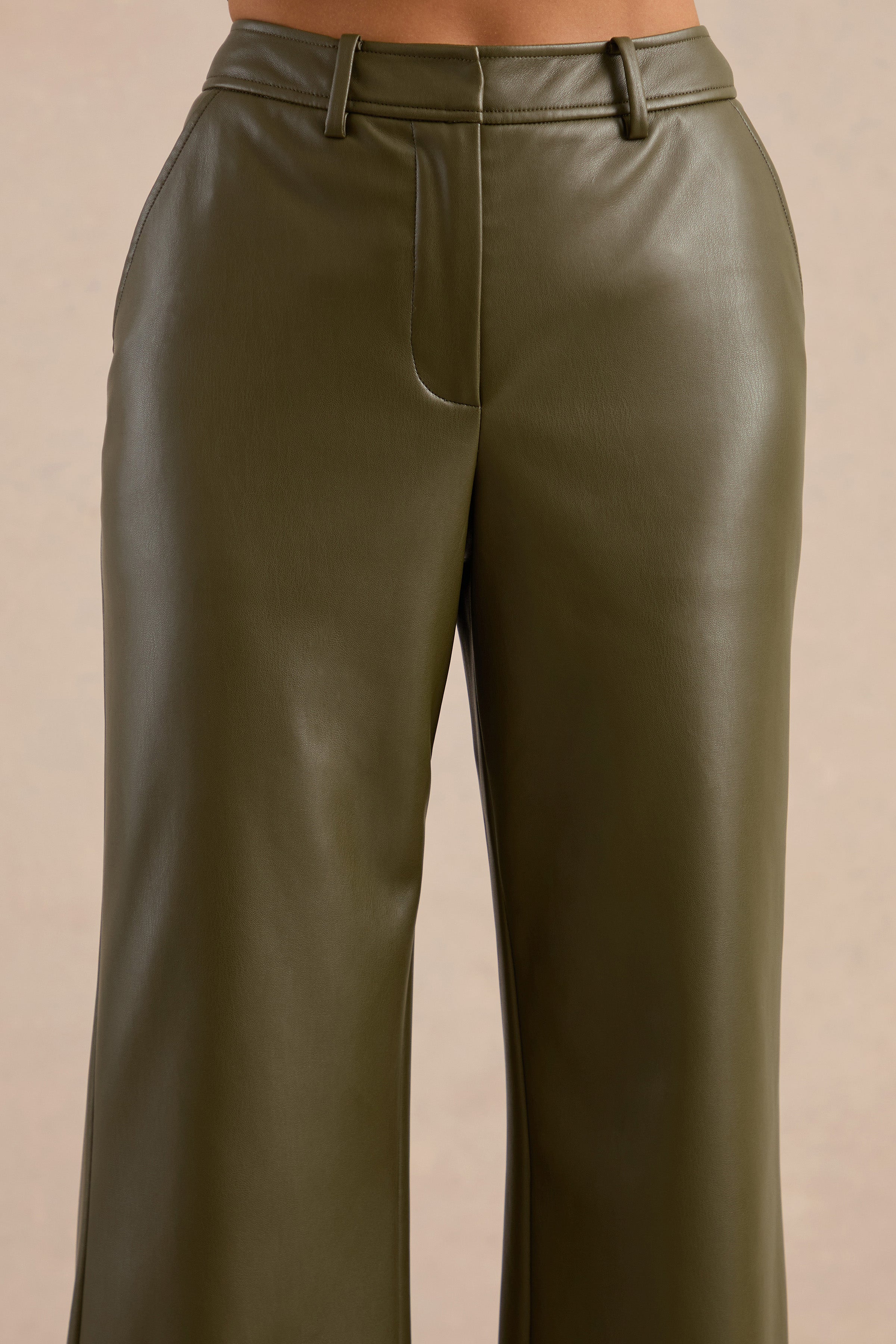 Gaelina | Khaki Straight-Leg Trousers