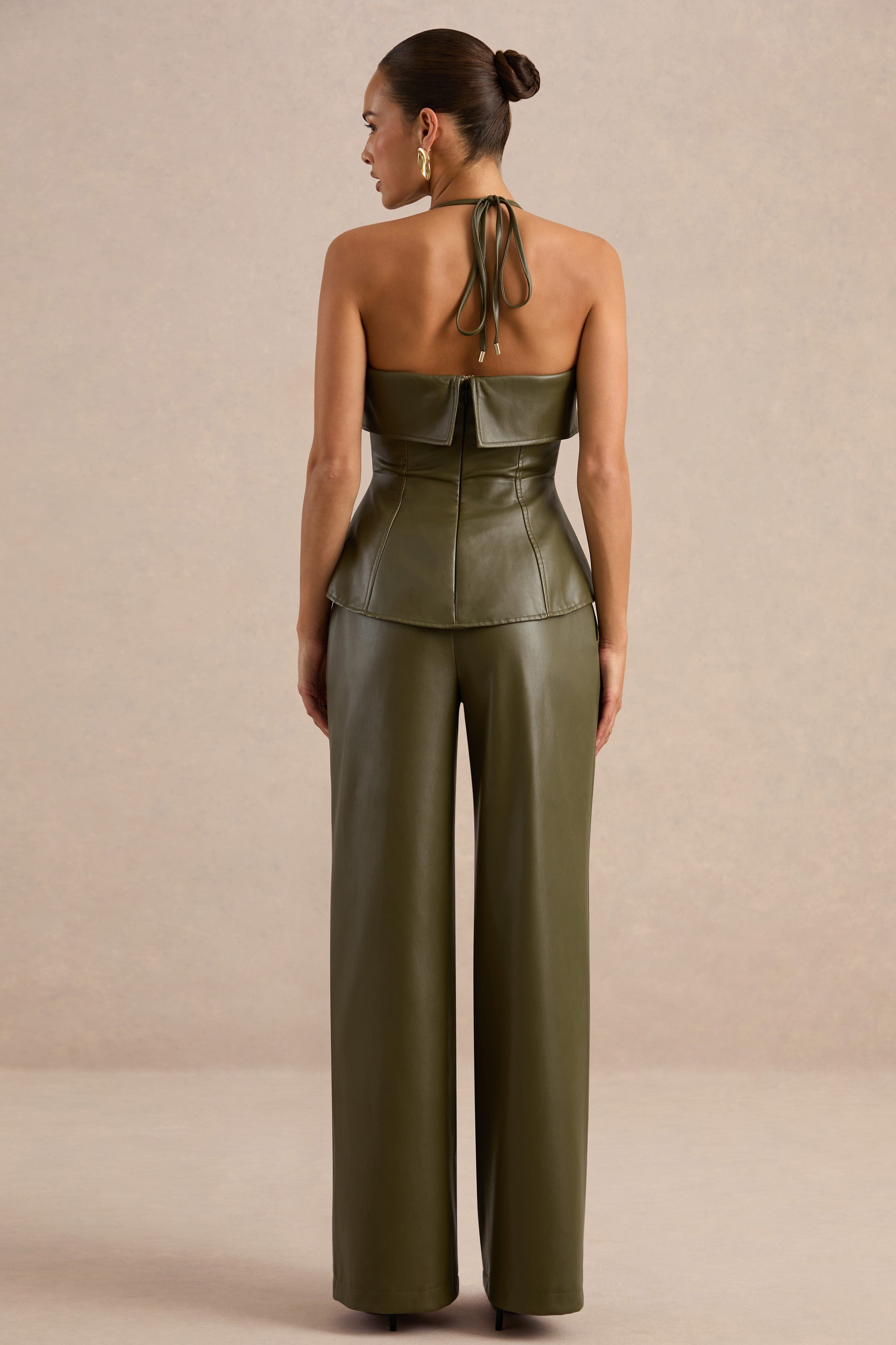 Gaelina | Khaki Straight-Leg Trousers