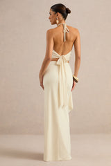 Liviana | Cream Maxi Skirt With Gathered Detailing And Gold Detail